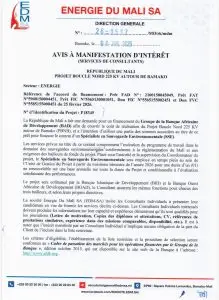 AVIS A MANIFESTATION D&rsquo;INTERET – EDM SA